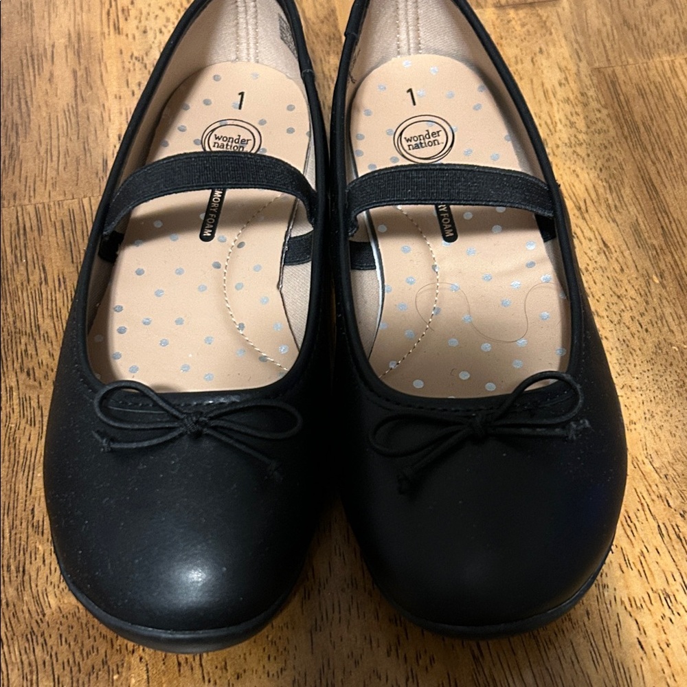Wonder Nation Black Kids Mary Jane Shoes size 1